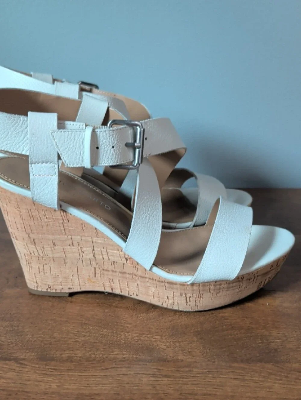 Franco Sarto White Cork Wedge Espadrilles